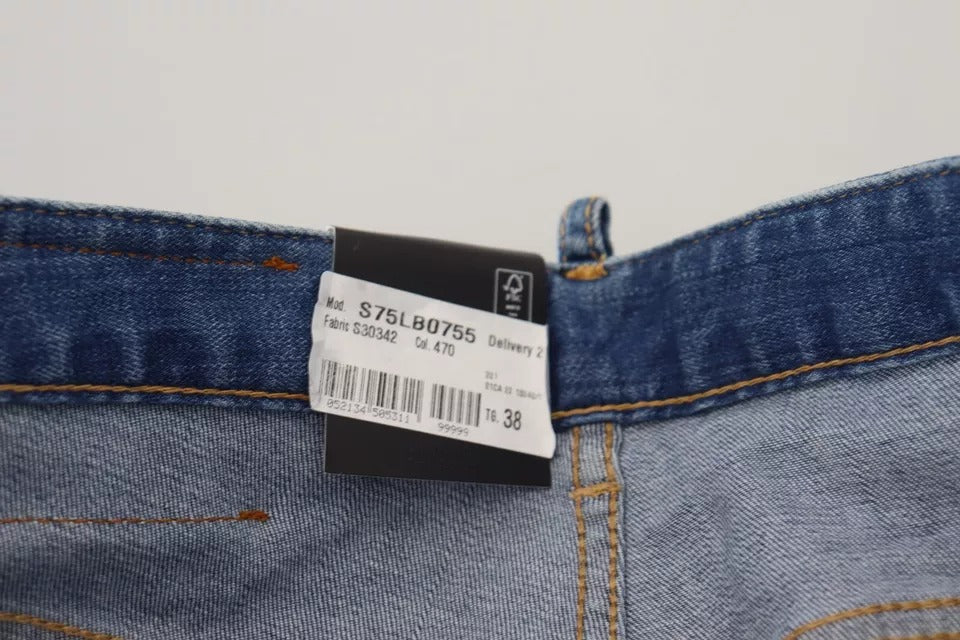 Dsquared² Mavi pamuklu düşük bel kot pantolon, havalı denim kızları için